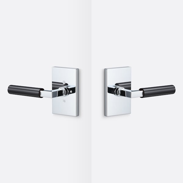 Sure-Loc Hardware Sure-Loc Hardware Levanto Privacy Rosette, Polished Chrome, Smooth Grip in Flat Black - LV102 26 GRIP-SM FBL