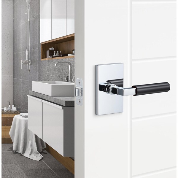 Sure-Loc Hardware Sure-Loc Hardware Levanto Privacy Rosette, Polished Chrome, Smooth Grip in Flat Black - LV102 26 GRIP-SM FBL