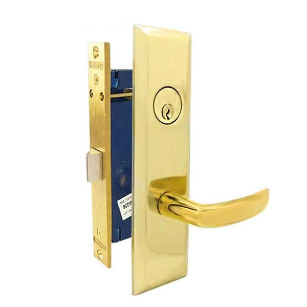 Marks Marks: 9NY96A MORTISE LEVER LOCKSET NEW YORKER - VESTIBULE - POLISHED BRASS - LEFT HAND - MRK-9NY96DW-3-LH