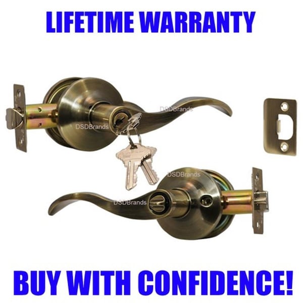 Constructor Prelude Entry Lever Door Lock with Knob Handle Lockset- Antique Bronze - CON-PRE-AB-ET