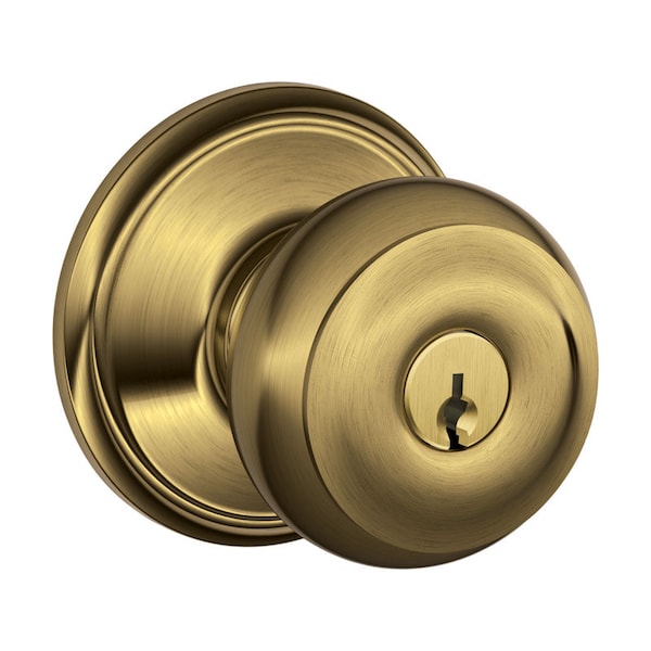 Schlage Schlage Georgian Antique Brass Entry Door Knob 1-3/4 in. - F51VGEO609