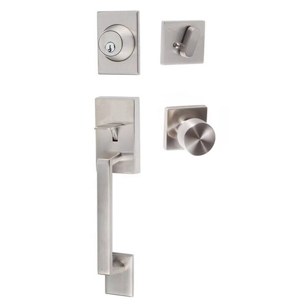 Sure-Loc Hardware Sure-Loc Hardware Koln Handleset with Square Thumb Turn, Bergen Square Handleset Trim, Satin Nickel - KN507-S-BG-SQ 15