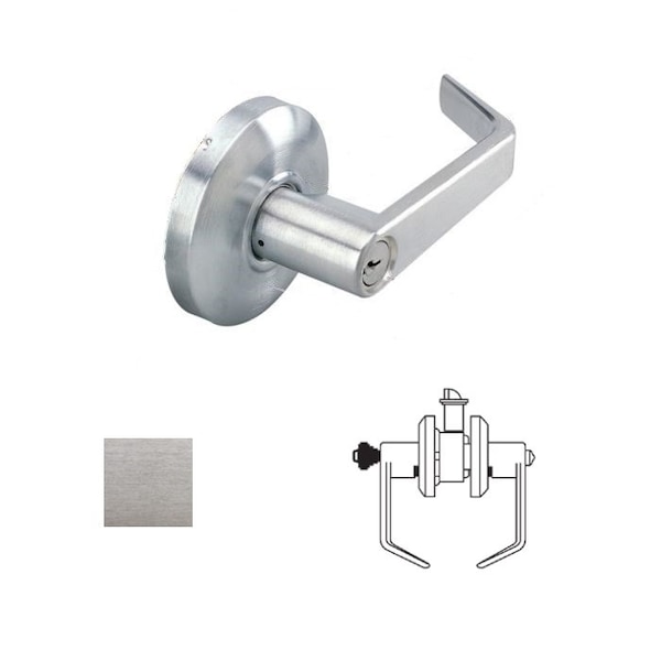 Cal-Royal Design Entry Lever Lock, 2-3/4 Backset, ASA Strike, Schlage C Keyway, US26D Satin Chrome - SL00-26D