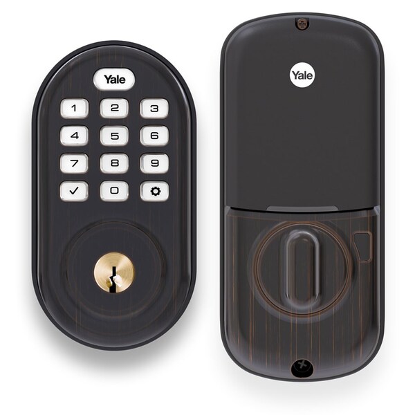 Yale Real Living Assure Lock Push Button Deadbolt with ZigBee US10BP Oil Rubbed Bronze Permanent Finish - YRD216HA210BP