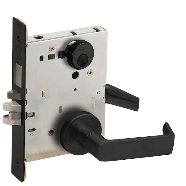 Schlage Grade 1 Schlage L-Series, Entrance Mortise Lock, A Rose, 06 Lever, Conventional Cylinder, Flat Black - L9453P 06A 622