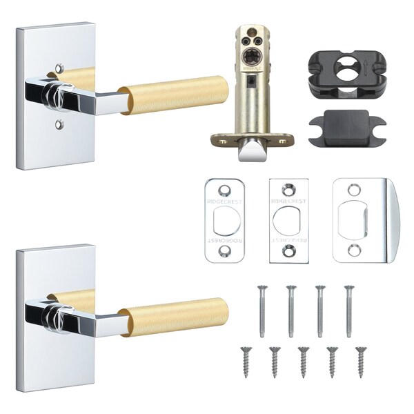 Sure-Loc Hardware Sure-Loc Hardware Levanto Passage Rosette, Polished Chrome, Knurled Grip in Satin Brass - LV101 26 GRIP-KN SB