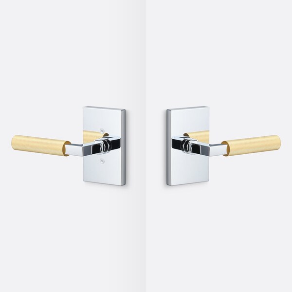 Sure-Loc Hardware Sure-Loc Hardware Levanto Passage Rosette, Polished Chrome, Knurled Grip in Satin Brass - LV101 26 GRIP-KN SB
