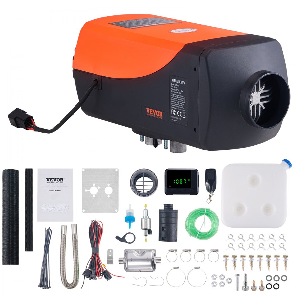 VEVOR Diesel Air Heater, 12V 8KW Diesel Heater with Remote Control and LCD, 10L Fuel Tank Diesel Parking Heater, Rapid Heating and Low Noise for RV Trailer Camper Van Boat And Indoors - ZCJRQFT12V8KWN9JQV9
