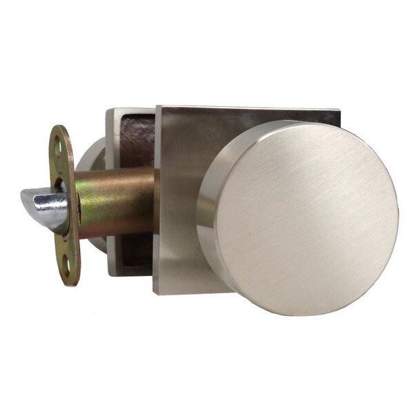Emtek Round Knob 2-3/8 in Backset w/Radius Latch Strike Privacy w/Square Rose for 1-1/4 in to 2 in Door - 5210ROUUS15.RLS