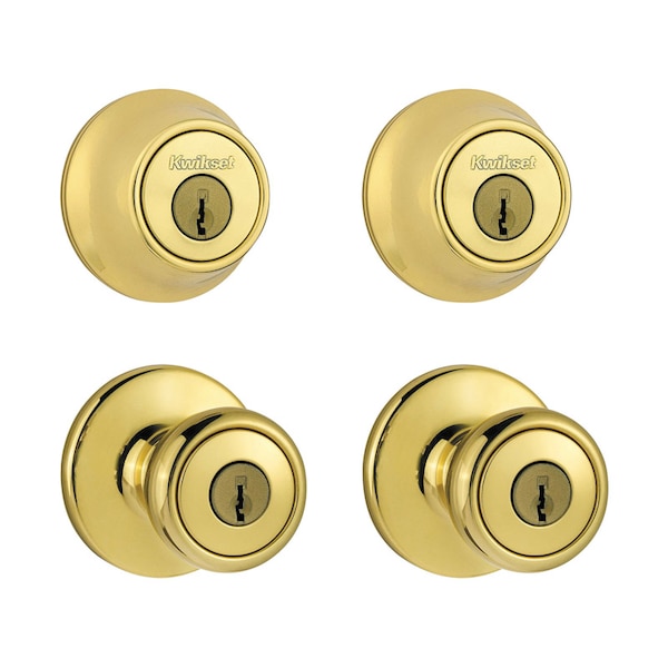 Kwikset Kwikset Tylo Polished Brass Double Entry Door Kit 1-3/4 in. - 92420-031