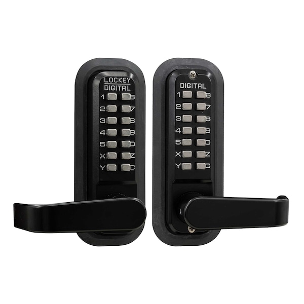 Lockey Mechanical Keyless Lever Lock W/ Passage Double Combination Jet Black Marine Grade - 2835DC-JBMG
