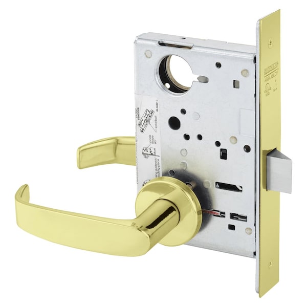 Sargent Grade 1 Passage Closet Mortise Lock, L - Lever, LN - Rose, Field Reversible, ASA Strike, Brght Brss - 8215 LNL 3