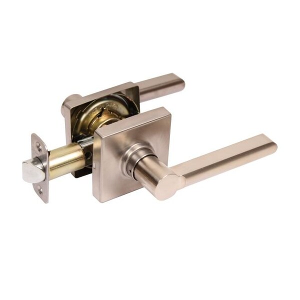 Pamex Onyx Lever with Square Rose Passage Lockset Grade 3 Satin Nickel Finish - FLSP03C