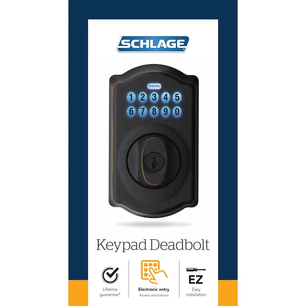 Schlage Schlage Aged Bronze Steel Electronic Deadbolt - BE365VCAM716