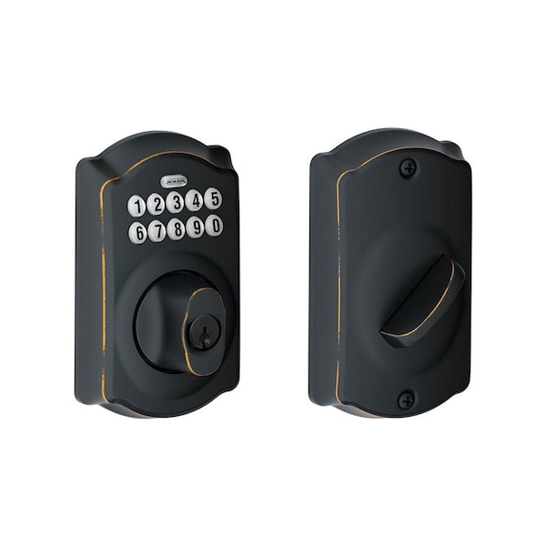 Schlage Schlage Aged Bronze Steel Electronic Deadbolt - BE365VCAM716