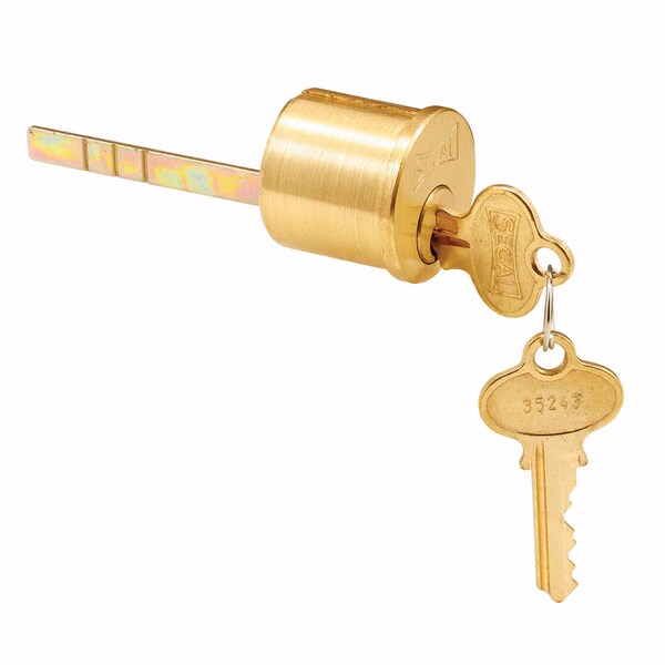 Prime-Line Replacement Rim Cylinder Deadbolt in Brushed Brass Finish Single Pack - SE 70007