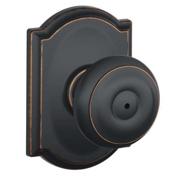 Schlage Antique Bronze Privacy Knob Lockset, Georgian/Camelot - F40 GEO 716 CAM