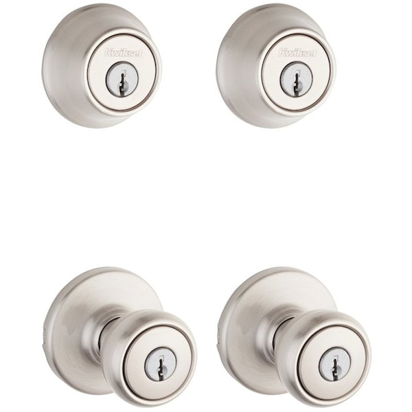 Kwikset Deadbolt and Entry Lockset, 3 Grade, Keyed Alike Key, Metal, Satin Nickel, K2 Keyway - 242T 15 K2 CP