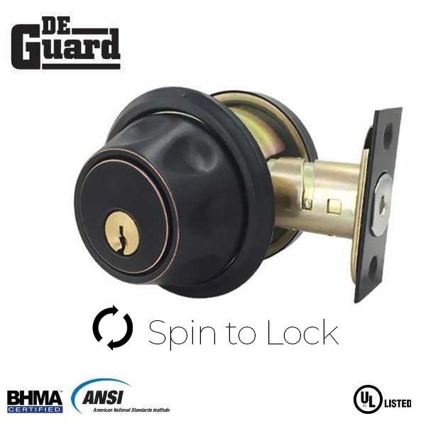 Deguard Spin To Lock Deadbolt - Oil Rubbed Bronze (Black) - KW1 Keyway - DDB05-ORB-KW1