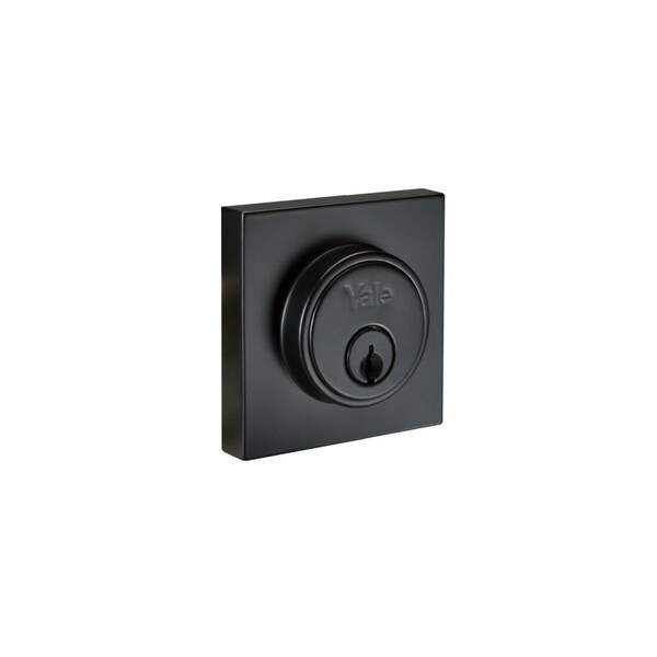 Yale Real Living Edge YE Series Square Single Cylinder Deadbolt with Kwikset Keyway Black Finish - YR82ESQDBBLK