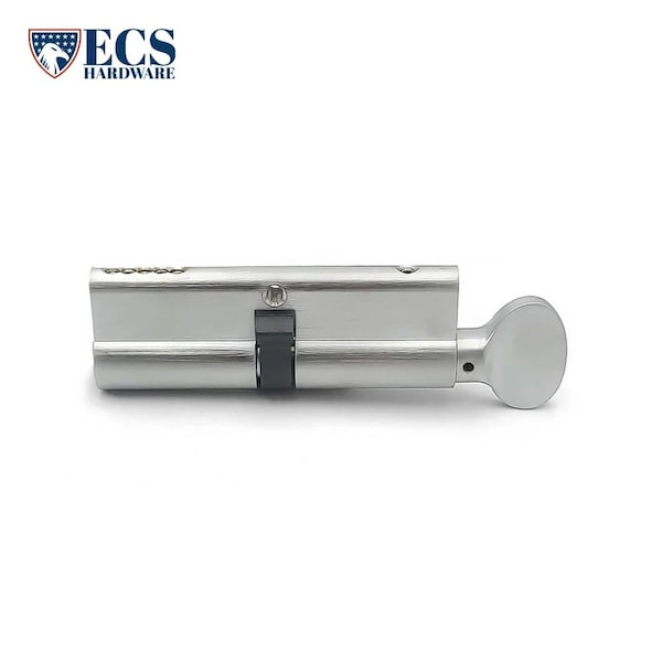 Ecs Hardware Durable Prem Profile Cylinder Single Sided Thumb Turn, 3-1/2in 90mm, Keyed Alike, US26D, Satin Chromium - ECSH-EPCR-90-26D-KW1-KA10