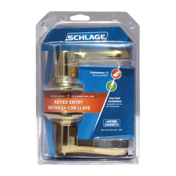 Schlage Schlage Flair Bright Brass Entry Door Knob 1-3/4 in. - F51VFLA505