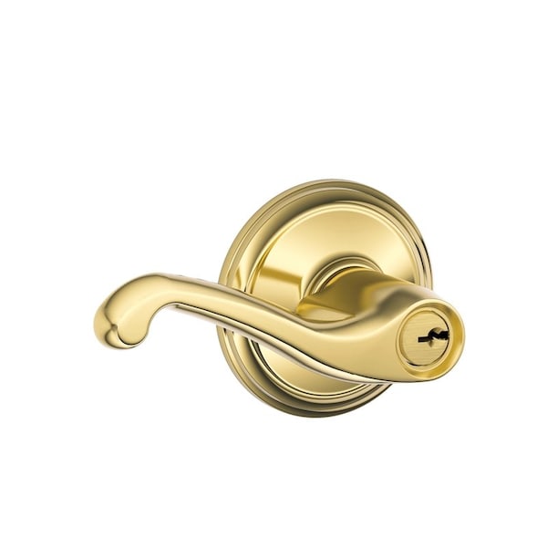 Schlage Schlage Flair Bright Brass Entry Door Knob 1-3/4 in. - F51VFLA505