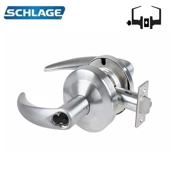 Schlage ND Series Lever Locks, Grade 1 Classroom Lock, Athens Lever, SFIC Prep Less Core, Satin Chrome Finis - SCH-ND70BD-ATH-626