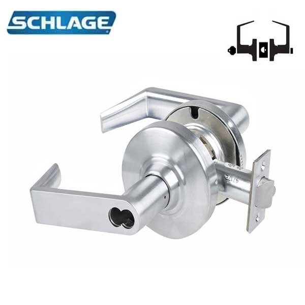 Schlage ND Series Lever Locks, Grade 1 Entrance/Office Lock, Rhodes Lever, SFIC Prep Less Core, Satin Chrome - SCH-ND50BD-RHO-626