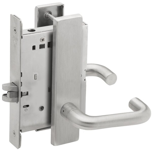 Schlage Grade 1 Passage Latch Mortise Lock, 03 Lever, L Escutcheon, Satin Chrome Finish, Field Reversible - L9010 03L 626