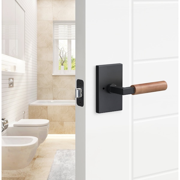 Sure-Loc Hardware Sure-Loc Hardware Levanto Privacy Rosette, Flat Black, Walnut Grip - LV102 FBL GRIP-WN