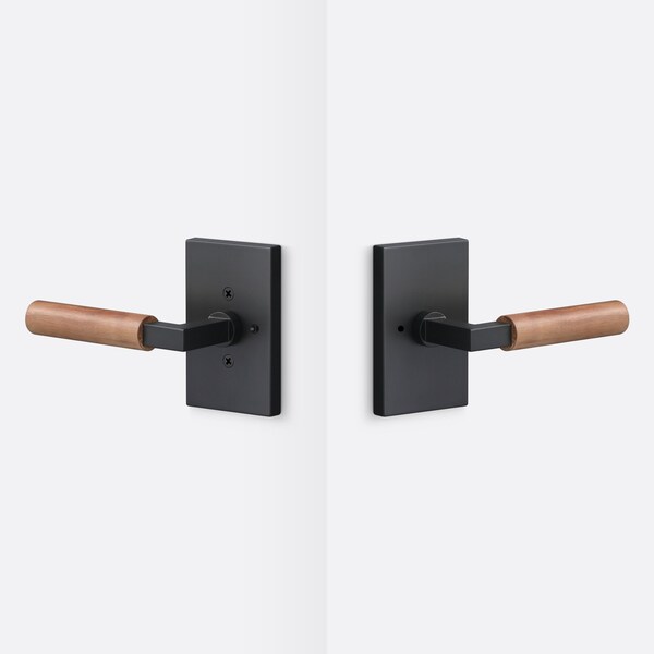 Sure-Loc Hardware Sure-Loc Hardware Levanto Privacy Rosette, Flat Black, Walnut Grip - LV102 FBL GRIP-WN