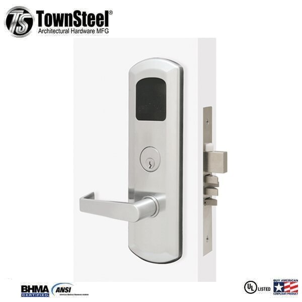 Townsteel e-KONTOS 5000, 1B, XADB, Sentinel Lever, RH, Schlage C KD in Satin Chrome - TNS-EKO1B5RX-SRH-626