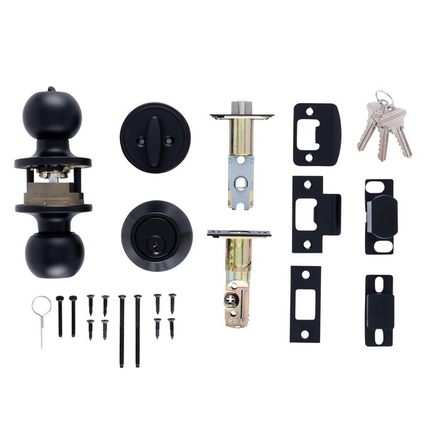 Brinks Commercial Brinks Commercial Matte Black Knob and Deadbolt Set 2 in. - BC40106