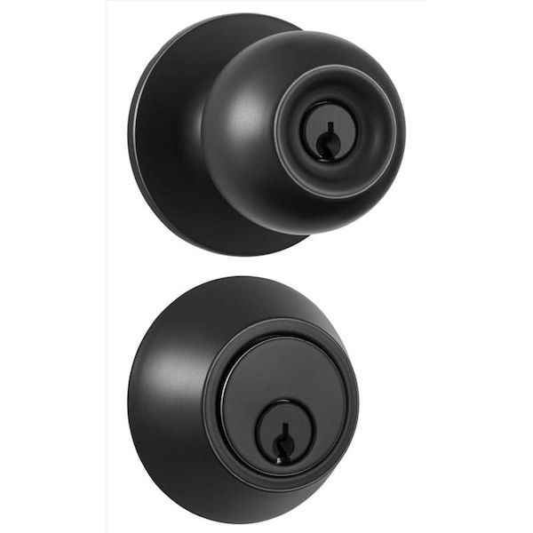 Brinks Commercial Brinks Commercial Matte Black Knob and Deadbolt Set 2 in. - BC40106