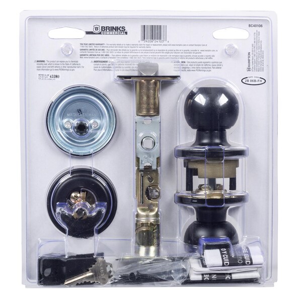 Brinks Commercial Brinks Commercial Matte Black Knob and Deadbolt Set 2 in. - BC40106