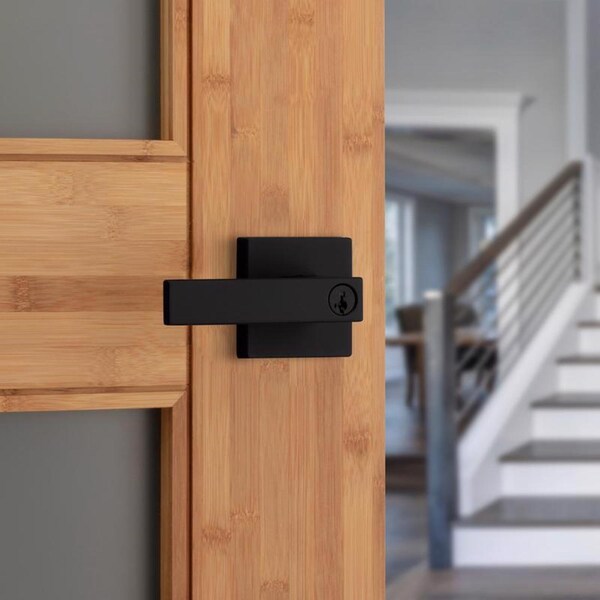 Kwikset Kwikset Singapore Contemporary Matte Black Entry Door Knob 1-3/4 in. - 97402-912