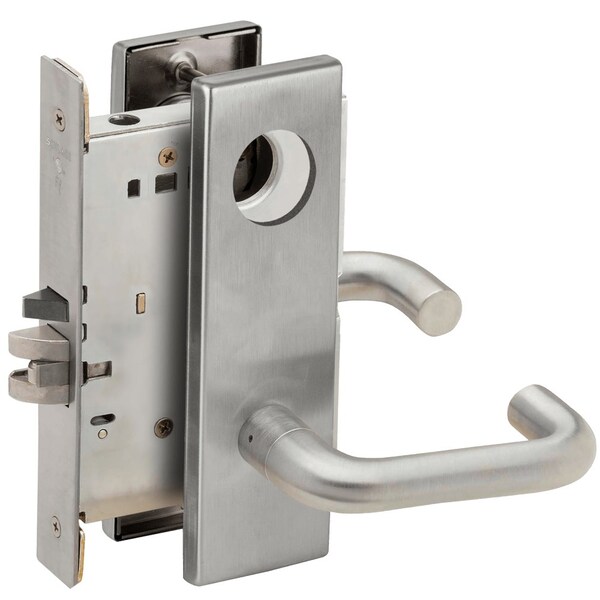Schlage Grade 1 Classroom Mortise Lock, Less Cylinder, 03 Lever, N Escutcheon, Satin Chrome Finish - L9070L 03N 626