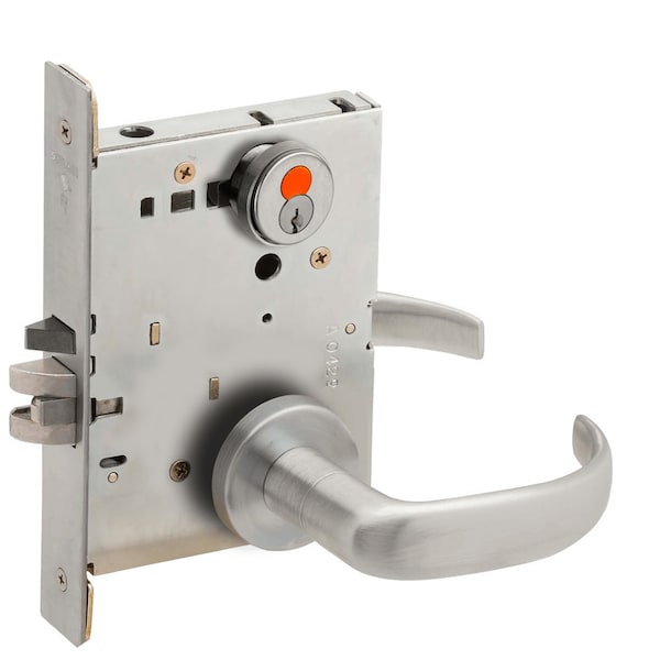 Schlage Grade 1 Storeroom Mortise Lock, Schlage FSIC With Construction Core, 17 Lever, A Rose, Satin Chrome - L9080T 17A 626