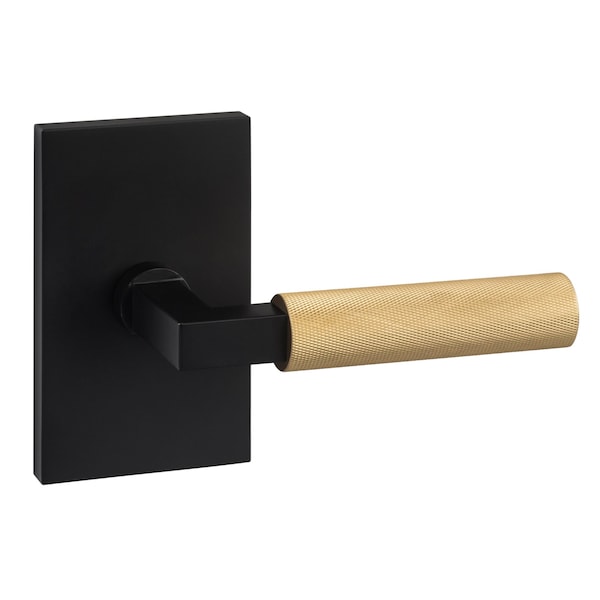 Sure-Loc Hardware Sure-Loc Hardware Levanto Passage Rosette, Flat Black, Knurled Grip in Satin Brass - LV101 FBL GRIP-KN SB