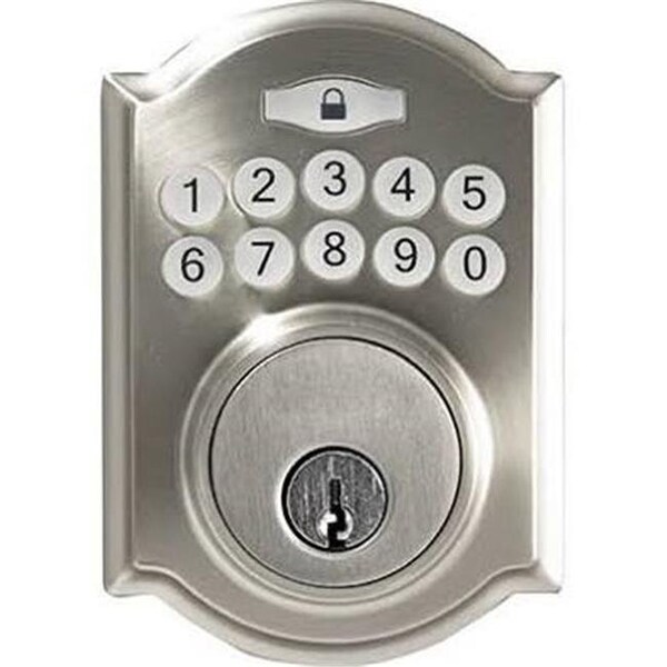 Taiwan Fu Hsing Industrial Taiwan Fu Hsing Industrial 221753 Tru-Guard Castle Electronic Deadbolt Lock; Stain Nickel - 221753