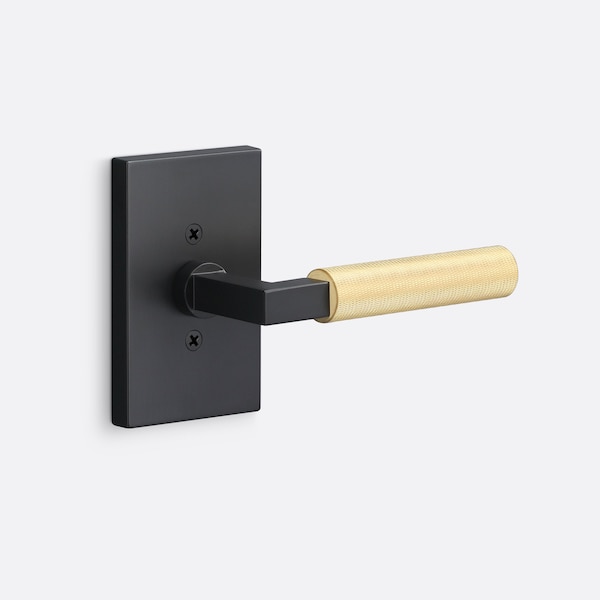 Sure-Loc Hardware Sure-Loc Hardware Levanto Dummy Rosette, Flat Black, Smooth Grip in Satin Brass - LV100 FBL GRIP-SM SB