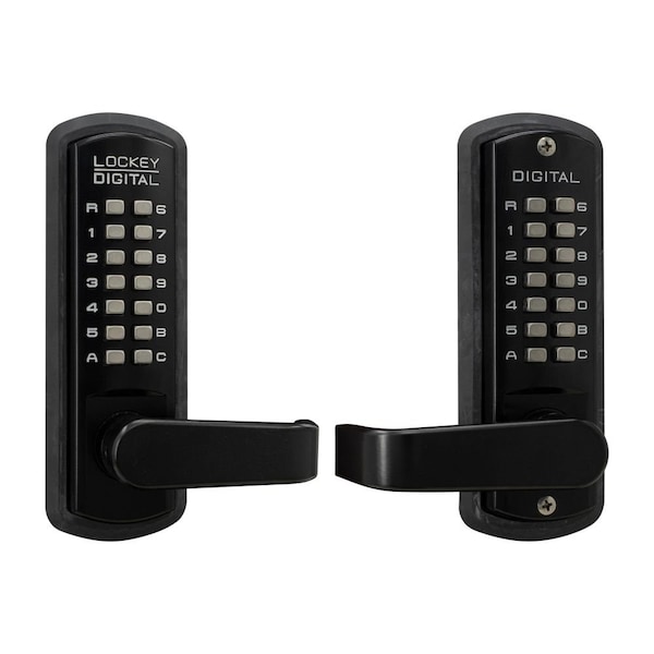 Lockey Usa Lockey Mechanical Keyless Lever Lock with Passage Function and Double Combination Jet Black Finish - 3835JBMGDC