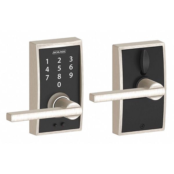 Schlage Residential Electronic Lock, Lever, Satin Nickel - FE695 CEN619LAT