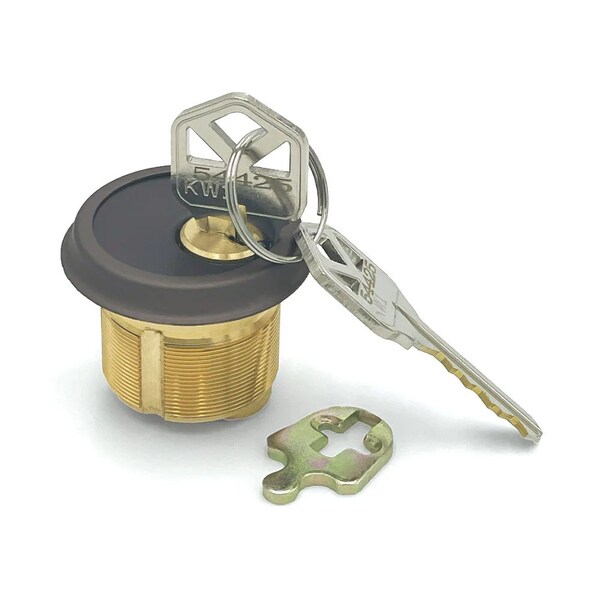 Ecs Hardware Durable Premium Mortise Cylinder, 1-1/8 in 10B Oil Rubbed Bronze / Black KW1 - ECSH-MC02-10B-KW1