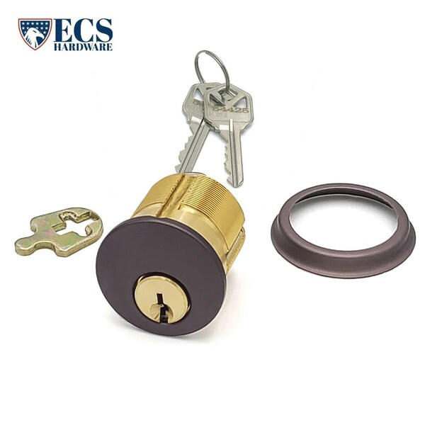 Ecs Hardware Durable Premium Mortise Cylinder, 1-1/8 in 10B Oil Rubbed Bronze / Black KW1 - ECSH-MC02-10B-KW1