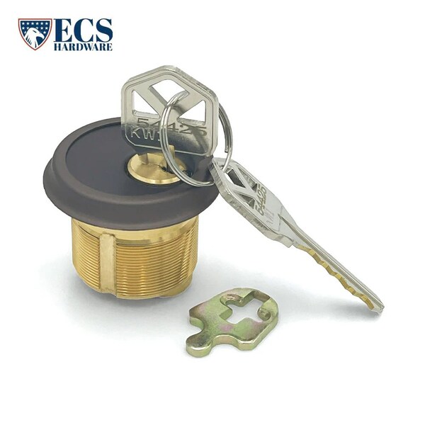 Ecs Hardware Durable Premium Mortise Cylinder, 1-1/8 in 10B Oil Rubbed Bronze / Black KW1 - ECSH-MC02-10B-KW1