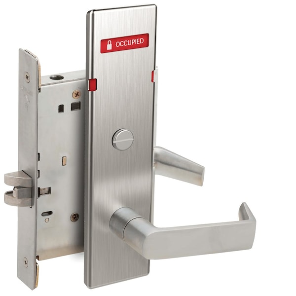 Schlage Grade 1 Privacy with Coin Turn Mortise Lock, 06 Lever, N Escutcheon, Satin Chrome - L9044 06N 626 L283-722
