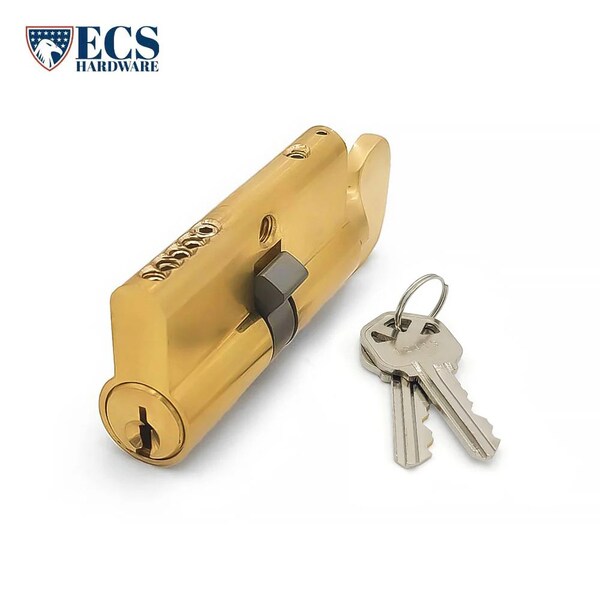 Ecs Hardware Durable Prem Profile Cylinder Single Sided Thumb Turn, Kwikset KW1 Keyway, Keyed Alike, US3, Bright Pol - ECSH-EPCR-US3-KW1-KA10