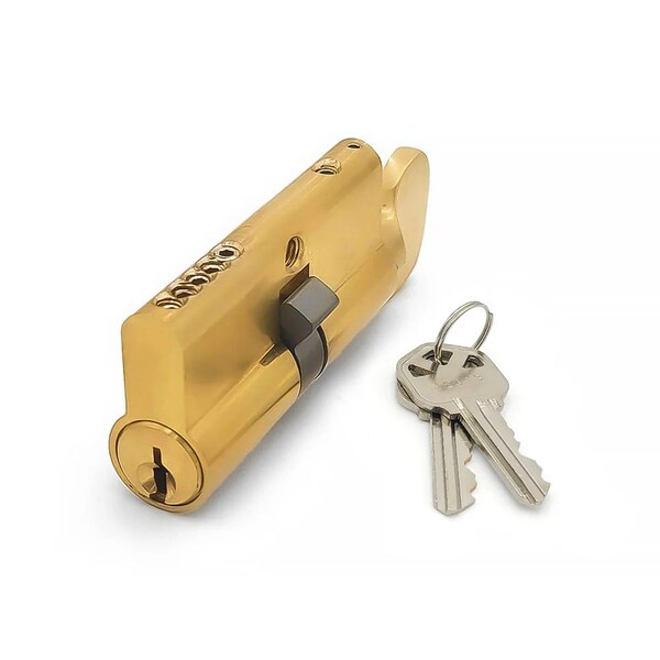 Ecs Hardware Durable Prem Profile Cylinder Single Sided Thumb Turn, Kwikset KW1 Keyway, Keyed Alike, US3, Bright Pol - ECSH-EPCR-US3-KW1-KA10